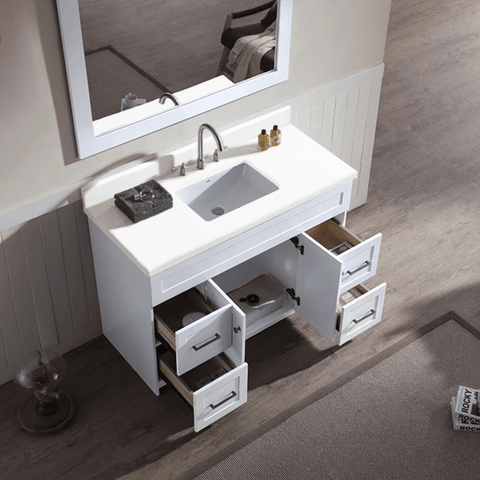 Image of Ariel Hamlet 49" Single Sink Vanity Set with White Quartz Countertop in White F049S-WQ-WHT