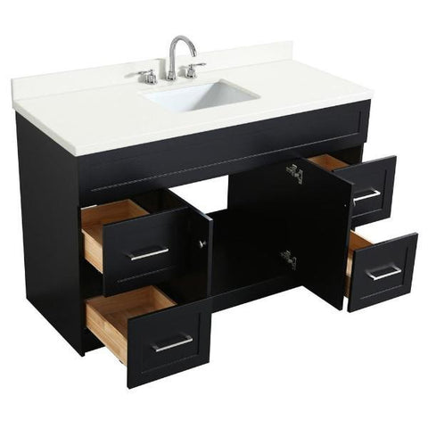 Image of Ariel Hamlet 55" Black Modern Single Sink Vanity Set F055S-WQ-BLK