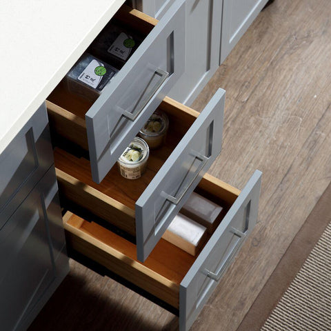 Image of Ariel Hamlet 73" Double Sink Vanity Set with White Quartz Countertop in Grey F073D-WQ-GRY