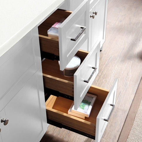 Image of Ariel Hamlet 73" Double Sink Vanity Set with White Quartz Countertop in White F073D-WQ-WHT