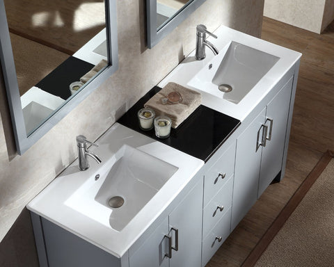 Image of Ariel Hanson 60" Double Sink Vanity Set in Grey K060D-GRY