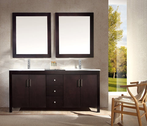 Image of Ariel Hanson 72" Double Sink Vanity Set in Espresso K072D-ESP