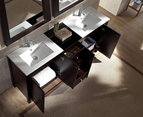 Image of Ariel Hanson 72" Double Sink Vanity Set in Espresso K072D-ESP