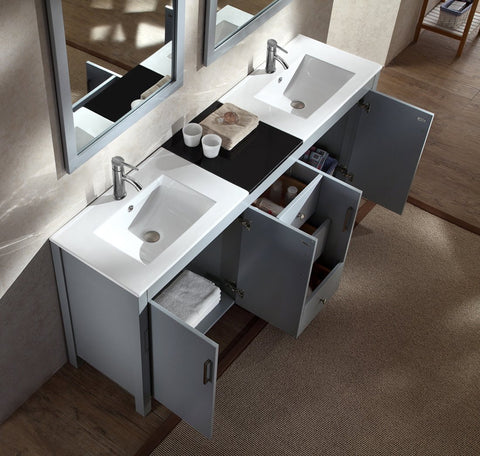 Image of Ariel Hanson 72" Double Sink Vanity Set in Grey K072D-GRY
