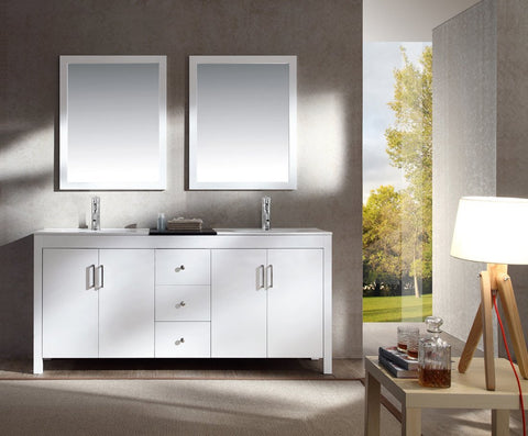 Image of Ariel Hanson 72" Double Sink Vanity Set in White K072D-WHT