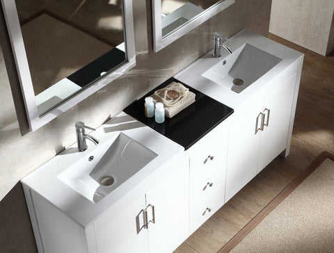 Image of Ariel Hanson 72" Double Sink Vanity Set in White K072D-WHT