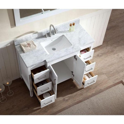 Image of Ariel Hollandale 49" White Modern Single Sink Bathroom Vanity With Mirror E049S-WHT E049S-WHT