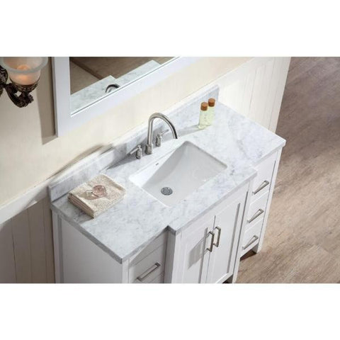 Image of Ariel Hollandale 49" White Modern Single Sink Bathroom Vanity With Mirror E049S-WHT E049S-WHT