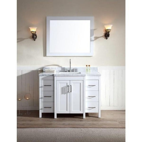 Image of Ariel Hollandale 49" White Modern Single Sink Bathroom Vanity With Mirror E049S-WHT E049S-WHT