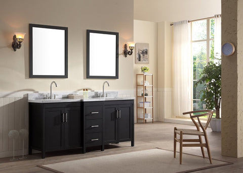Image of Ariel Hollandale 73" Double Sink Vanity Set in Black E073D-BLK