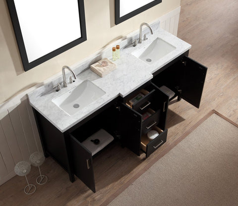 Image of Ariel Hollandale 73" Double Sink Vanity Set in Black E073D-BLK
