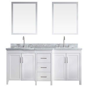 Ariel Hollandale 73" Double Sink Vanity Set in White E073D-WHT