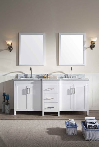 Image of Ariel Hollandale 73" Double Sink Vanity Set in White E073D-WHT