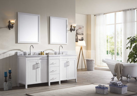 Image of Ariel Hollandale 73" Double Sink Vanity Set in White E073D-WHT