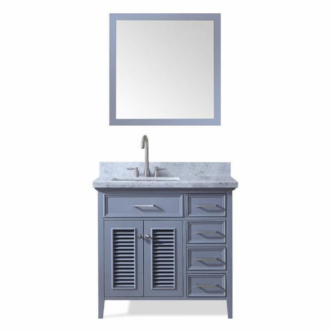 Image of Ariel Kensington 37" Grey Traditional Left Offset Single Sink Bathroom Vanity D037S-L-GRY