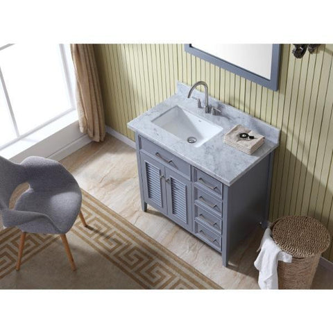 Image of Ariel Kensington 37" Grey Traditional Left Offset Single Sink Bathroom Vanity D037S-L-GRY
