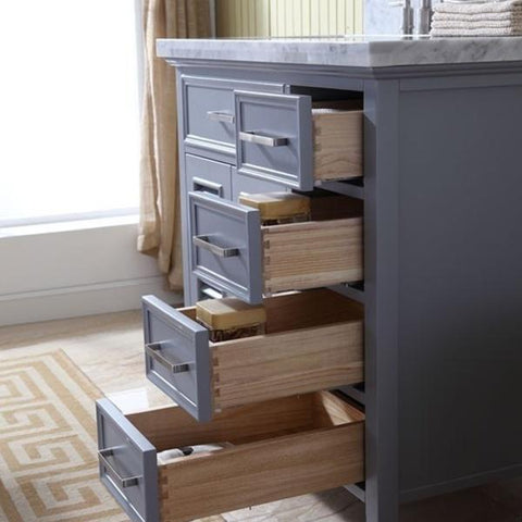 Image of Ariel Kensington 37" Grey Traditional Left Offset Single Sink Bathroom Vanity D037S-L-GRY