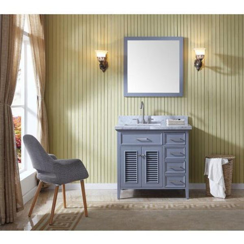 Image of Ariel Kensington 37" Grey Traditional Left Offset Single Sink Bathroom Vanity D037S-L-GRY