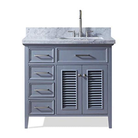 Image of Ariel Kensington 37" Grey Traditional Right Offset Single Sink Bathroom Vanity D037S-R-GRY
