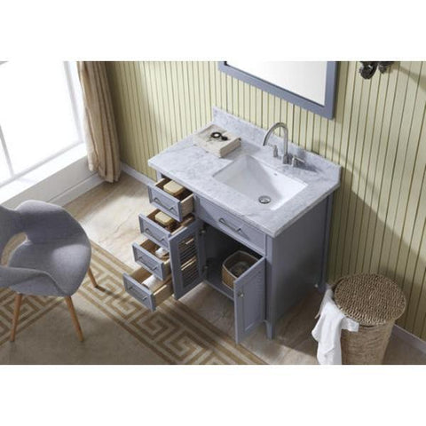 Image of Ariel Kensington 37" Grey Traditional Right Offset Single Sink Bathroom Vanity D037S-R-GRY