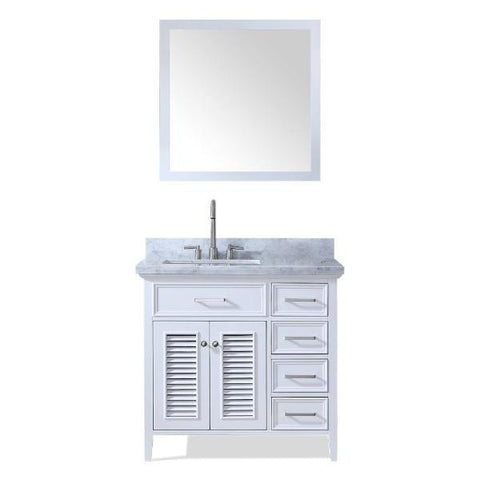 Image of Ariel Kensington 37" White Traditional Left Offset Single Sink Bathroom Vanity D037S-L-WHT
