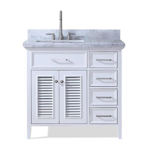Image of Ariel Kensington 37" White Traditional Left Offset Single Sink Bathroom Vanity D037S-L-WHT
