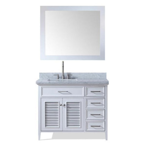 Image of Ariel Kensington 43" White Traditional Left Offset Single Sink Bathroom Vanity D043S-L-WHT