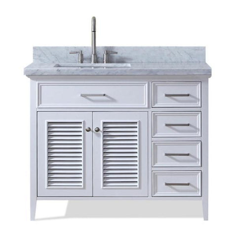 Image of Ariel Kensington 43" White Traditional Left Offset Single Sink Bathroom Vanity D043S-L-WHT