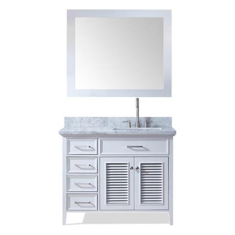 Image of Ariel Kensington 43" White Traditional Right Offset Single Sink Bathroom Vanity D043S-R-WHT