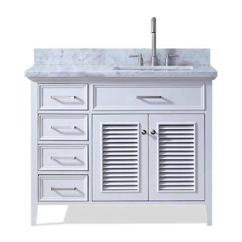 Image of Ariel Kensington 43" White Traditional Right Offset Single Sink Bathroom Vanity D043S-R-WHT