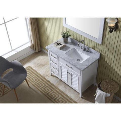 Image of Ariel Kensington 43" White Traditional Right Offset Single Sink Bathroom Vanity D043S-R-WHT