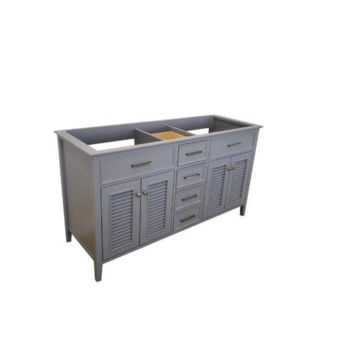 Image of Ariel Kensington 60" Grey Transitional Double Sink Base Cabinet D061D-BC-GRY D061D-BC-GRY