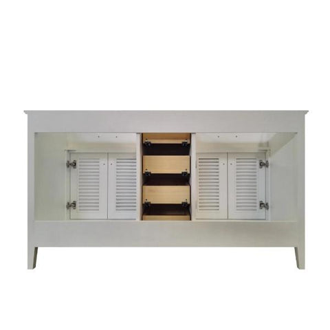 Image of Ariel Kensington 60" White Transitional Double Sink Base Cabinet D061D-BC-WHT D061D-BC-WHT