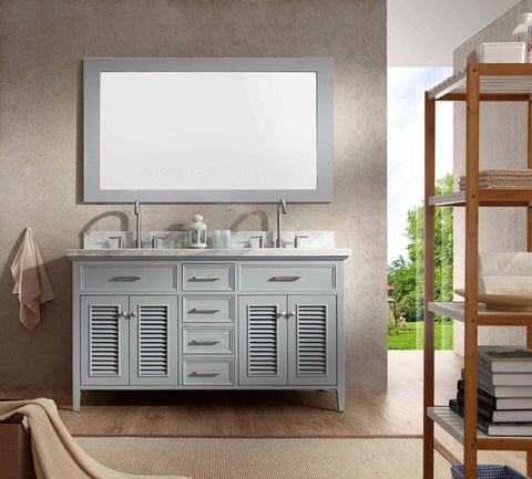 Image of Ariel Kensington 61" Double Sink Vanity Set in Grey D061D-GRY