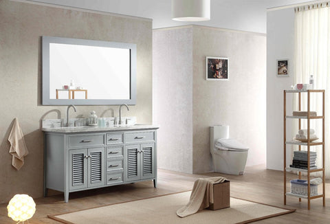 Image of Ariel Kensington 61" Double Sink Vanity Set in Grey D061D-GRY