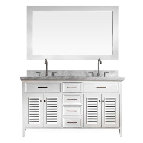 Image of Ariel Kensington 61" Double Sink Vanity Set in White D061D-WHT