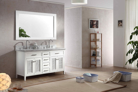 Image of Ariel Kensington 61" Double Sink Vanity Set in White D061D-WHT