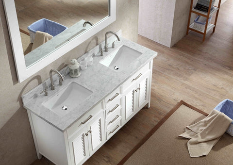 Image of Ariel Kensington 61" Double Sink Vanity Set in White D061D-WHT