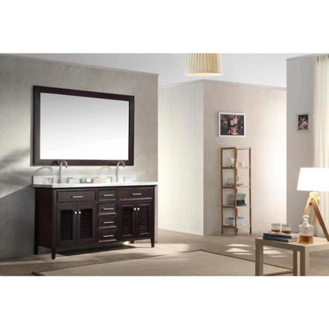 Image of Ariel Kensington 61" Espresso Traditional Double Sink Bathroom Vanity D061D-ESP