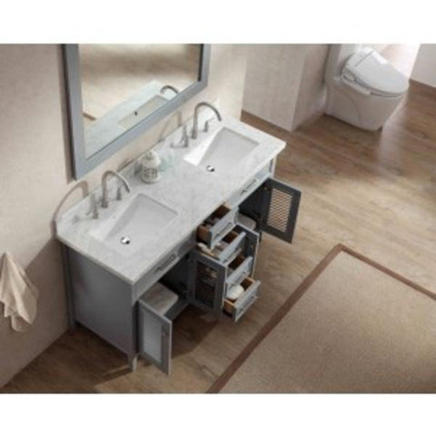 Image of Ariel Kensington 61" Grey Traditional Double Sink Bathroom Vanity D061D-GRY