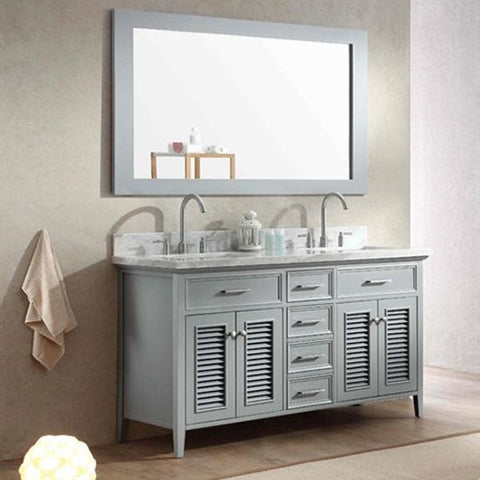 Image of Ariel Kensington 61" Grey Traditional Double Sink Bathroom Vanity D061D-GRY