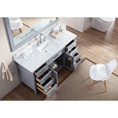 Image of Ariel Kensington 61" Grey Traditional Single Sink Bathroom Vanity D061S-GRY