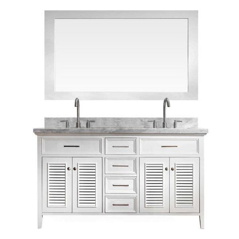 Image of Ariel Kensington 61" White Traditional Double Sink Bathroom Vanity D061D-WHT
