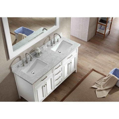 Image of Ariel Kensington 61" White Traditional Double Sink Bathroom Vanity D061D-WHT