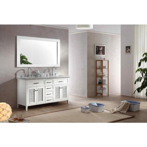 Image of Ariel Kensington 61" White Traditional Double Sink Bathroom Vanity D061D-WHT