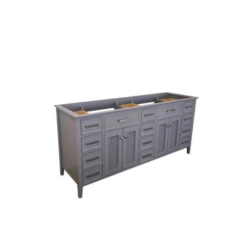 Image of Ariel Kensington 72" Grey Transitional Double Sink Base Cabinet D073D-2-BC-GRY D073D-2-BC-GRY