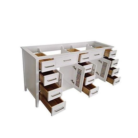 Image of Ariel Kensington 72" White Transitional Double Sink Base Cabinet D073D-BC-WHT D073D-BC-WHT