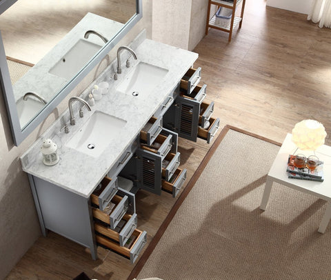 Image of Ariel Kensington 73" Double Sink Vanity Set in Grey D073D-GRY