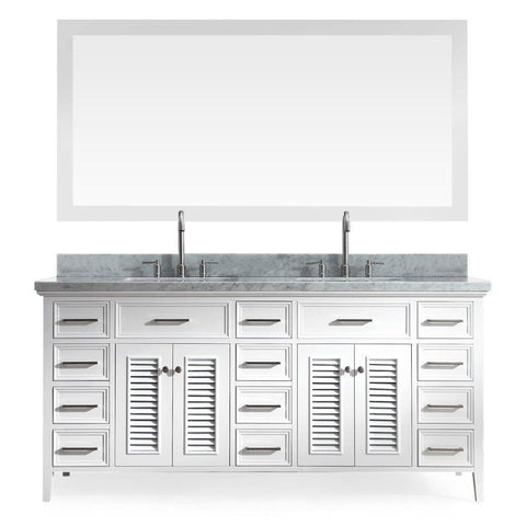 Image of Ariel Kensington 73" Double Sink Vanity Set in White D073D-WHT