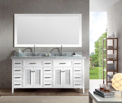 Image of Ariel Kensington 73" Double Sink Vanity Set in White D073D-WHT